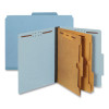 Pressboard Classification Folders, 2/5 Tab, Expands 2.5", 2 Full-Pocket Dividers, 6 Fasteners, Letter Size, Light Blue, 10/Bx