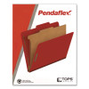Pressboard Top Tab Classification Folders, 2/5-Cut Tab, Expands 2.5", 2 Dividers, 6 Fasteners, Letter Size, Bright Red, 10/Bx