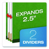 Colored Pressboard Top Tab Classification Folders, 2.5" Expansion, 2 Dividers, 6 Fasteners, Letter Size, Dark Green, 10/Box