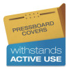Pressboard Top Tab Classification Folders, 2/5-Cut Tab, Expands 2.5", 2 Dividers, 6 Fasteners, Letter Size, Yellow, 10/Box
