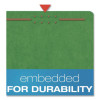 Pressboard Top Tab Classification Folders, 2/5-Cut Tab, Expands 1.75", 1 Divider, 4 Fasteners, Legal Size, Dark Green, 10/Box