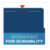 Pressboard Top Tab Classification Folders, 2/5-Cut Tab, Expands 2.5", 2 Dividers, 6 Fasteners, Legal Size, Dark Blue, 10/Box