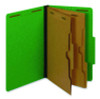 Pressboard Classification Folders, 2/5 Tab, Expands 2.5", 2 Full-Pocket Dividers, 6 Fasteners, Legal Size, Dark Green, 10/Box