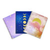 Celestial Body Spiral Notebook, 1-Subject, Medium/College Rule, Assorted Cover Colors/Designs, (80) 11 x 8.5 Sheets, 3/Pack