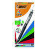 4-Color Pro Grip Multi-Color Ballpoint Pen, Retractable, Medium 1 Mm, Black/Blue/Green/Red Ink, Black/Gray Barrel, Dozen