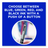 4-Color Pro Grip Multi-Color Ballpoint Pen, Retractable, Medium 1 Mm, Black/Blue/Green/Red Ink, Black/Gray Barrel, Dozen
