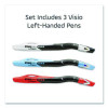 Visio Left-Handed Ballpoint Pen, Stick, Medium 1 Mm, Assorted Ink And Barrel Colors, 3/Pack