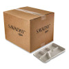 Savaday Molded Fiber Dinnerware, 5-Compartment Plate, Paper, 10.5" Dia, White, 250/Carton
