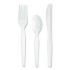 Heavyweight Polystyrene Cutlery, Fork/Knife/Teaspoon, Plastic, White, 250/Carton