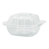 Polypropylene Plastic Hinged Container, 6 x 6 x 3.3, Clear, Plastic, 50/Pack, 6 Packs/Carton