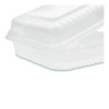 Polypropylene Plastic Hinged Container, 9.35 x 9.22 x 3.17, Clear, Plastic, 50/Pack, 4 Packs/Carton