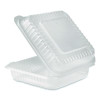 Polypropylene Plastic Hinged Container, 9.35 x 9.22 x 3.17, Clear, Plastic, 50/Pack, 4 Packs/Carton