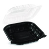 Polypropylene Plastic Hinged Container, 9 x 9 x 3, Black/Clear, Plastic, 50/Pack, 3 Packs/Carton