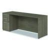 Alera Seville Series Credenza With Pedestal, Left Pedestal, 72w x 24d x 29h, Walnut