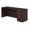Alera Seville Series Credenza With Pedestal, Right Pedestal, 72w x 24d x 29h, Mahogany
