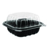 Polypropylene Plastic Hinged Container, 6 x 6 x 3, Black/Clear, Plastic, 50/Pack, 6 Packs/Carton