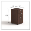 Alera Seville Series Mobile Pedestal, Left/Right, 3-Drawer: Box/Box/File, Legal, Mahogany, 15" x 18" x 27"
