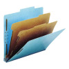 Recycled Pressboard Classification Folders, 2/5-Cut Tab, Expands 2", 2 Dividers, 4 Fasteners, Letter Size, Blue, 10/Box