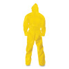 A70 Chemical Spray Protection Coveralls, Elastic Wrists, Ankles, Hood, Medium, Yellow, 12/Carton