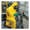 A70 Chemical Spray Protection Coveralls, Elastic Wrists, Ankles, Hood, Large, Yellow, 12/Carton