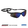 Nemesis Safety Glasses, Black Half Frame, Mirrored Blue Dual Lens