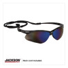 Nemesis Safety Glasses, Black Half Frame, Mirrored Blue Dual Lens