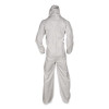 A35 Liquid And Particle Protection Coveralls, Zipper Front, Hooded, Elastic Wrists And Ankles, 3X-Large, White, 25/Carton