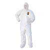 A80 Coveralls With Head/Foot Covering, Saranex 23-P/Cloth, 4X-Large, White, 10/Carton