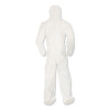 A80 Coveralls With Head/Foot Covering, Zipper Front With Storm Flap,  Saranex 23-P/Cloth, 4X-Large, White, 10/Carton