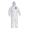 A30 Elastic-Back And Cuff Hooded Coveralls, 1" Flap, Medium, White, 25/Carton