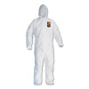 A30 Elastic-Back And Cuff Hooded Coveralls, 1" Flap, 2X-Large, White, 25/Carton