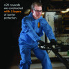A20 Breathable Particle Protection Coveralls, Zip Front, Hood, Elastic Back, Wrists, Ankles, 3X-Large, Blue, 20/Carton