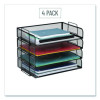 Stackable Paper Desk Tray Organizer, Letter Size, 9.75 x 14 x 3.25, Black, 4/Pack