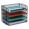 Stackable Paper Desk Tray Organizer, Letter Size, 9.75 x 14 x 3.25, Black, 4/Pack
