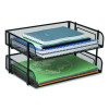 Stackable Paper Desk Tray Organizer, Letter Size, 10 x 13.5 x 2.5, Black, 2/Pack