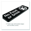 No Food Or Drink Wall Sign, 9" x 3", Black Face, White Graphics, 3/Pack