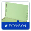 Colored Pressboard End Tab Fastener Folders, Straight Tab, Expands 2", 2 Fasteners, Legal Size, Light Green, 25/Box