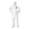 A80 Elastic-Cuff Hood And Boot Coveralls, Large, White, 12/Carton