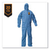 A20 Breathable Particle Protection Coveralls, Zip Front, Hood, Elastic Back, Wrists, Ankles, 4X-Large, Blue, 20/Carton