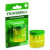 Two Hole Pencil Sharpener, 2 x 2 x 1.25, Green/Yellow