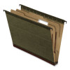 Surehook Reinforced Hanging Divider Folders, 1/5-Cut Tab, Expands 2", 1 Divider, 4 Fasteners, Letter Size, Green, 10/Box