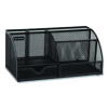 7-Compartment Metal Desk Organizer, 11 x 5.5 x 5, Black Metal Mesh