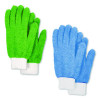 Microfiber Dusting Gloves, 2 Blue Gloves With White Cuffs, 2 Green Gloves With White Cuffs