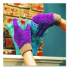 Microfiber Dusting Gloves, Purple With Black Cuffs, 2 Gloves