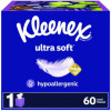 Ultra Soft Facial Tissue, 3-Ply, White, 60 Sheets/Box, 18 Boxes/Carton