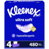 Ultra Soft Facial Tissue, 3-Ply, White, 120 Sheets/Box, 4 Boxes/Pack, 8 Packs/Carton