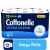Ultra Cleancare Toilet Paper, Strong Bath Tissue, Septic Safe, 1-Ply, White, 284 Sheets/Roll, 12 Rolls/Pack, 4 Packs/Carton