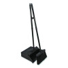Duo-Pan Upright Dust Pan And Broom, 11.8w x 36h, 24.5" Handle, Plastic, Black
