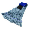 Medium Blue Looped-End Mop, Cotton, 36 x 6 x 3, Blue