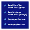 4-In-1 Squeegee Mop, 4.5 x 14.5 Orange/Gray Microfiber Heads, 53" White/Orange Polyamide/Polyester Handle
